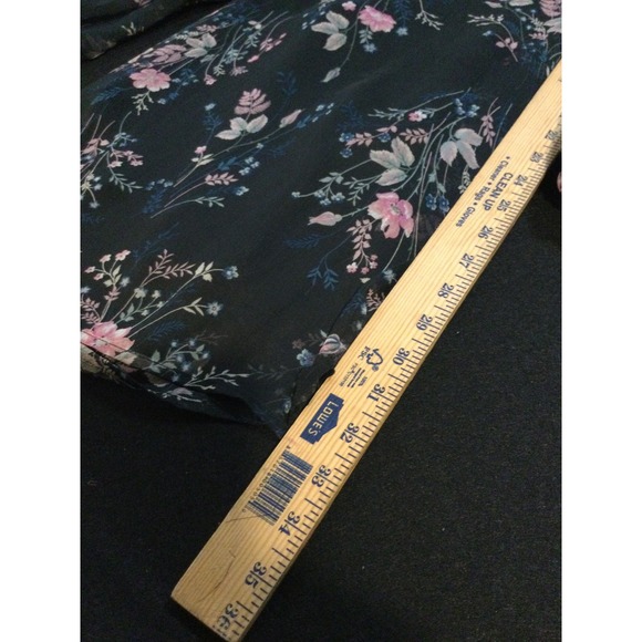 Forever 21 Black Floral Print Puff Sleeve Square Neck Mini Dress Women's Size S - Picture 6 of 7